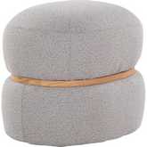 Cinch Pouf Ottoman in Grey Fabric & Natural Wood